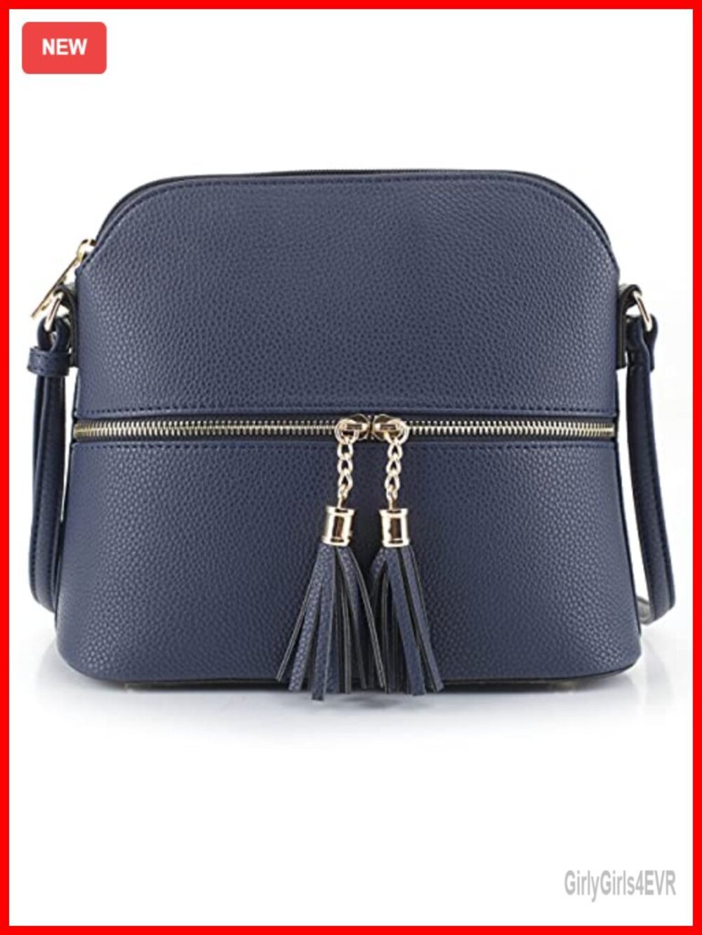 Lightweight Medium Dome Crossbody Bag with Tassel Adjustable Strap